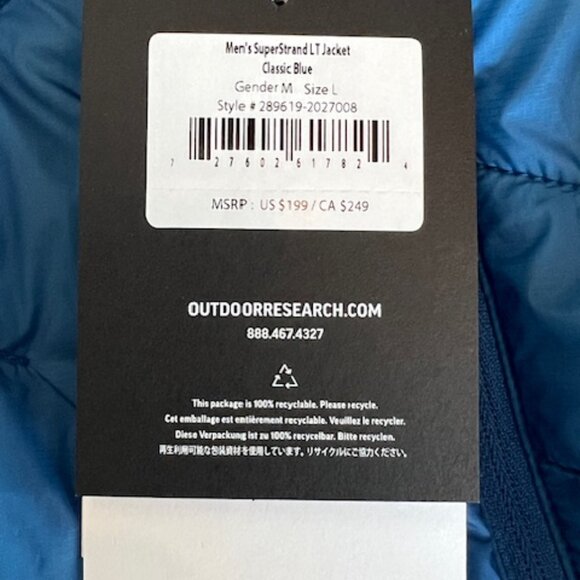 Outdoor Research Men's SuperStrand LT Jacket Classic Blue size L - Picture 3 of 3